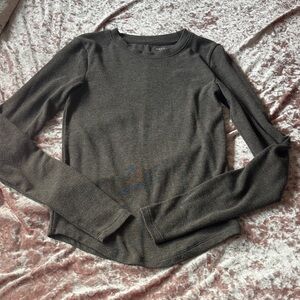 American Eagle Long Sleeve Crewneck Top - Chocolate Brown